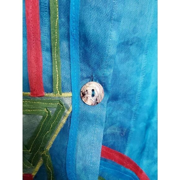 Vintage TravelSmith 100% Silk Artsy Lagenlook Patchwork Embroidered Blouse - Picture 3 of 8